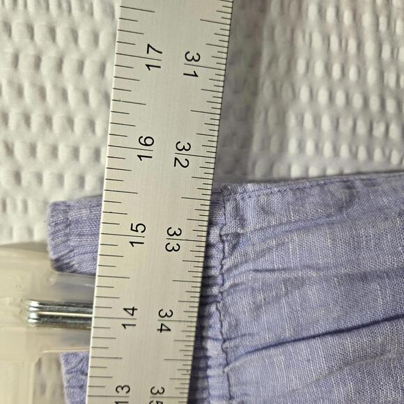 Tahari 100% Linen Blue Wide Leg Pants Elastic Waist with Pockets - Picture 4 of 6